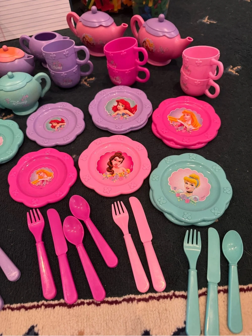 Princess Themed Kids Tea Set - Pink, Purple, Teal